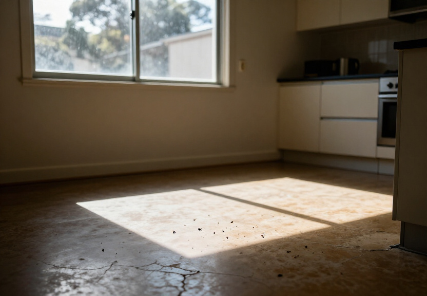 Cockroach infestation in a Glenfield kitchen before treatment